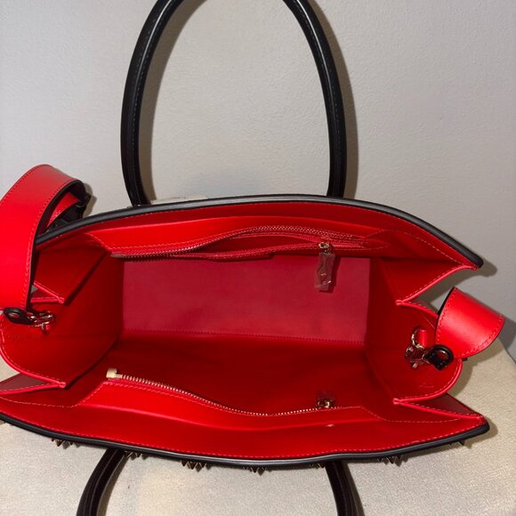 Authentic NWT Christian Louboutin Paloma Medium Top Handle Bag Black & Red - Picture 4 of 12